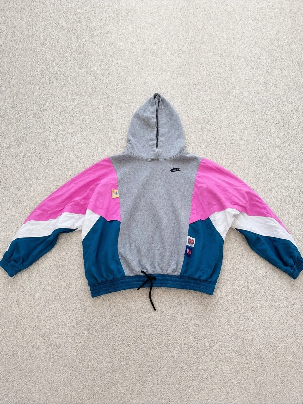 Nike Colorblock Hooded windbreaker in Gray, Pink & Teal